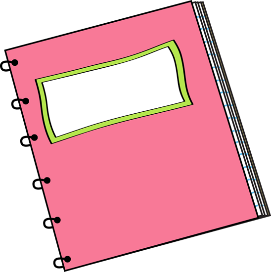 Pink Spiral Notebook With Bla - Notebook Clip Art