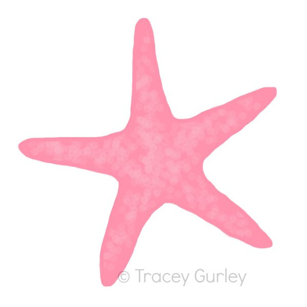 Pink Starfish - Original art download, 2 files, starfish clip art, beach art,  pink starfish art