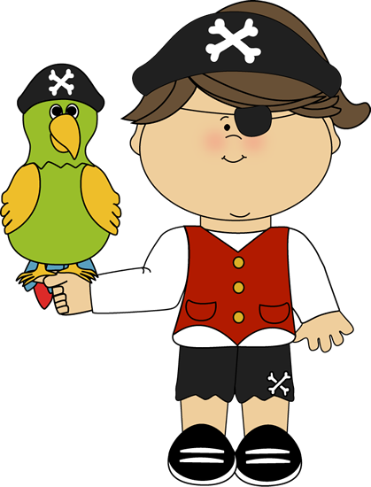 Pirate Girl with a Parrot - Clip Art Pirate