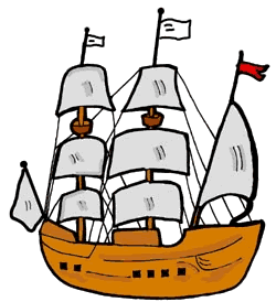 Pirate ship clipart black and .