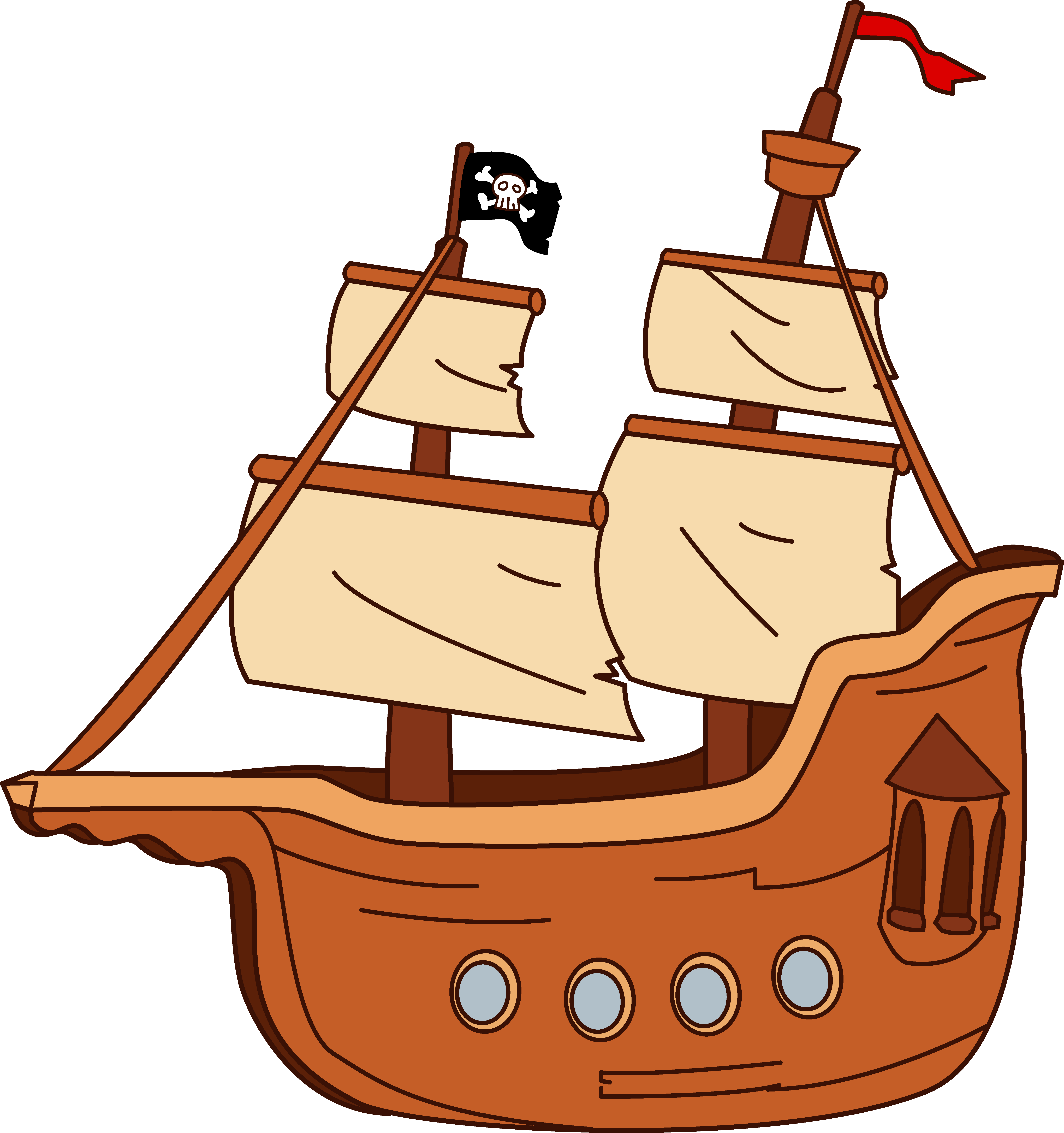 Black And White Pirate Ship C