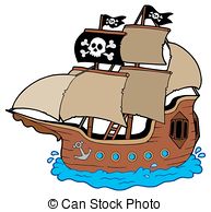 ... Pirate ship on white background - isolated illustration.