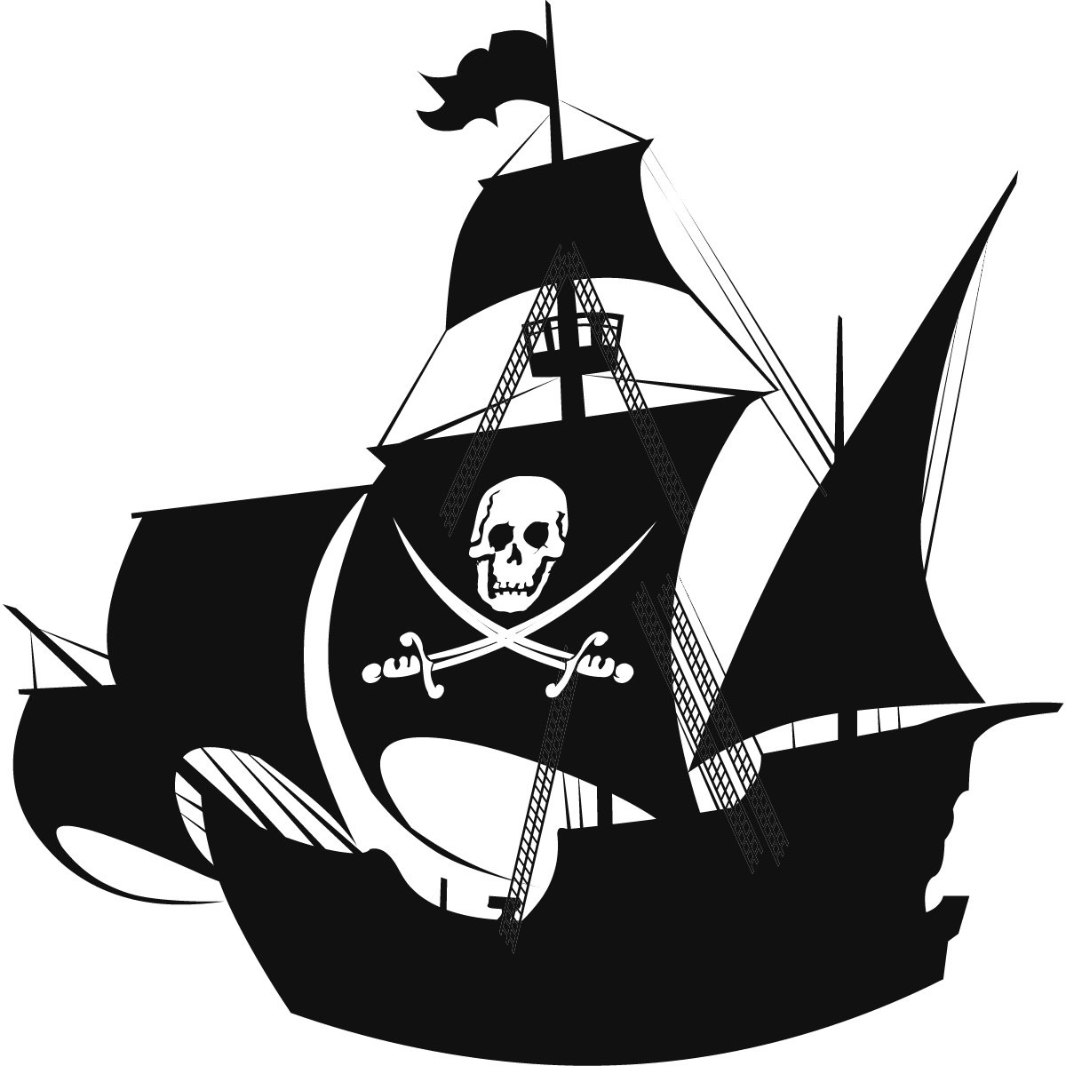 Pirate Ship Silhouette Clip Art
