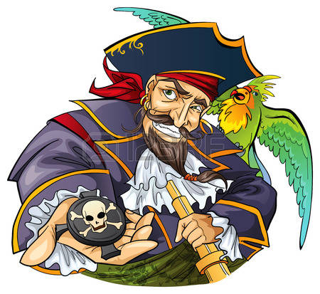 Pirate with parrot - Pirates Of The Caribbean Clipart