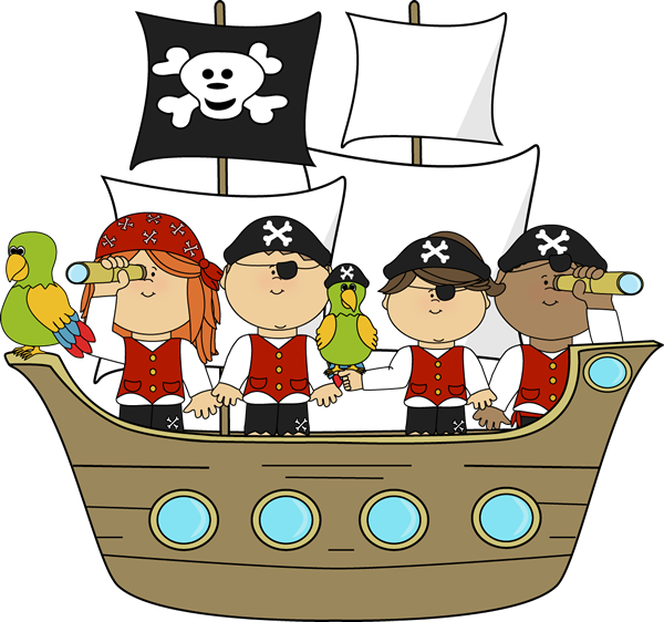 Pirates on Pirate Ship - Clip Art Pirate