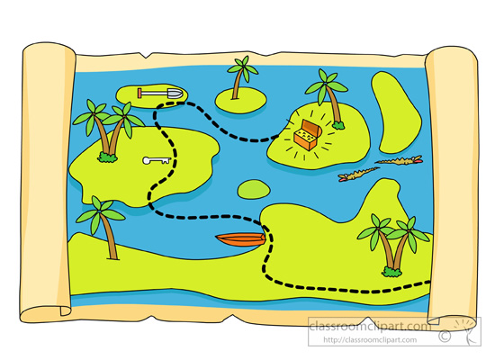 Pirates Treasure Map Clipart  - Pirate Map Clip Art