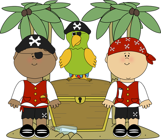Pirates with Parrot and Treasure