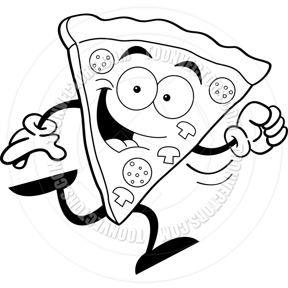 black and white clipart pizza