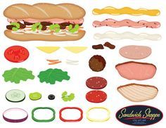 pizza toppings templates | Build a sandwich clip art: Sandwich Shoppe Clip Art Set -