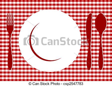 ... Place Setting on red tablecloth - Place Setting. Plate,.