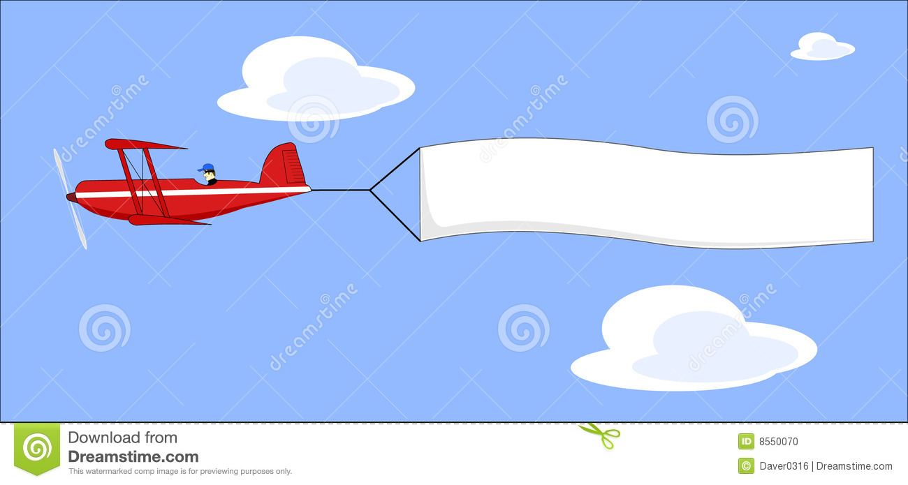 Plane pulling banner vector - Plane With Banner Clipart
