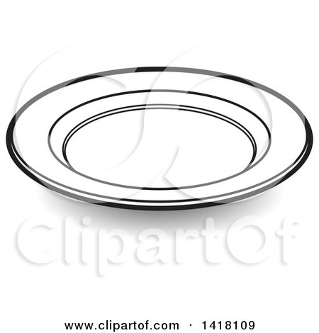 Clipart of a Lineart Plate - Royalty Free Vector Illustration by Lal Perera