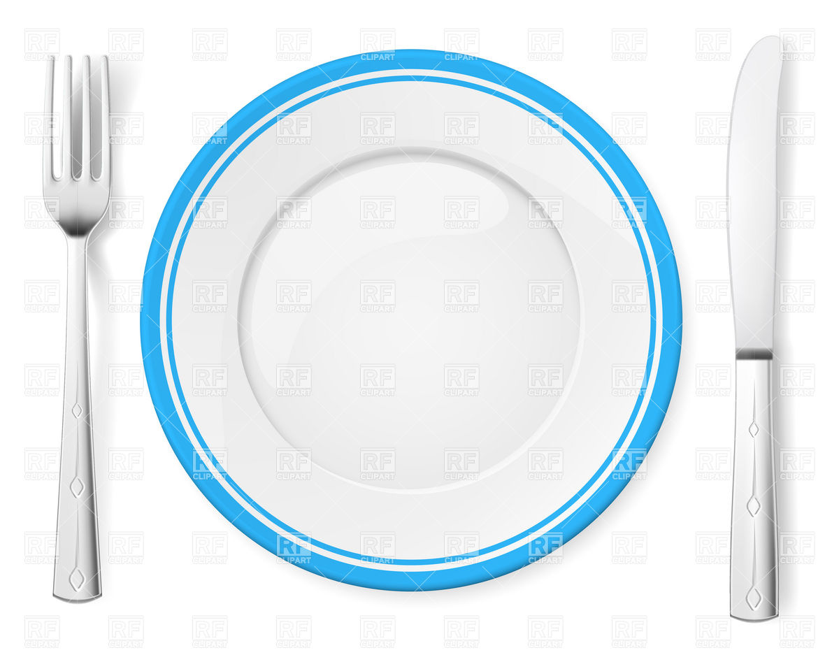 Dinner plate, knife and fork Royalty Free Vector Clip Art