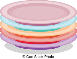 Stack of plates - Illustratio - Plates Clipart