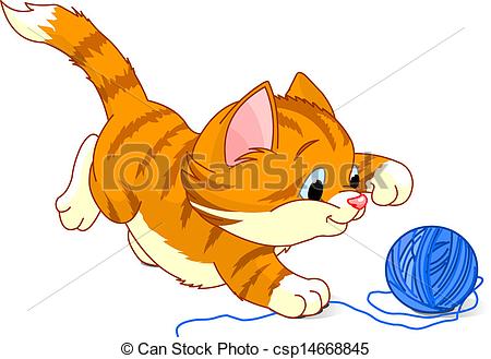 ... Playful Kitten - Kitten playing with yarn ball