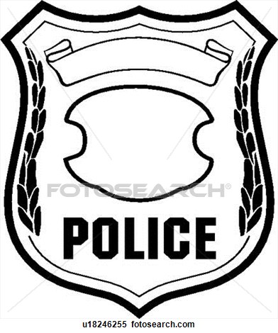 Police Badge Outline Clipart;
