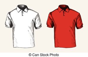. ClipartLook.com Polo Shirt - Sketch illustration of a white and red polo.