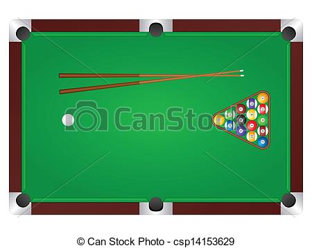 ... pool table - Pool table with balls and cue.