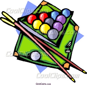 Pool table with ball and cues - Pool Table Clipart