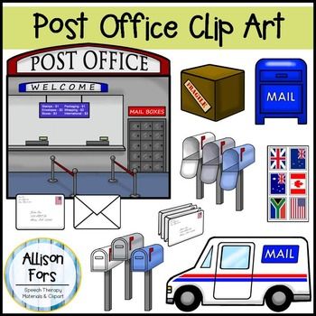 Post Office Clip Art Set:This set includes 14 images. No black lines included