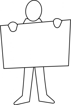 Man Holding Poster Clipart #1