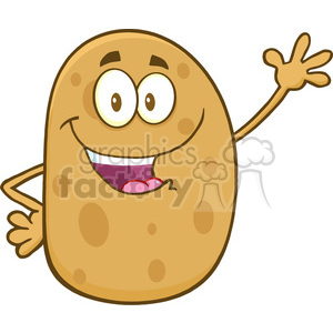 8781 Royalty Free RF Clipart Illustration Cute Potato Cartoon Character  Waving Vector Illustration Isolated On White