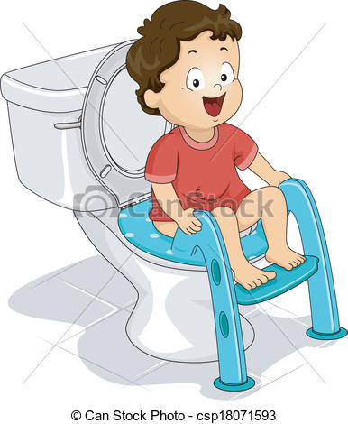 ... Potty Seat - Illustration of a Little Boy Sitting on a Potty.