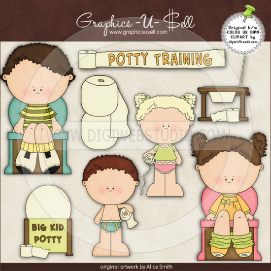 Potty Training 1 Whimsical Clip Art By Alice Smith Digi Web Studio