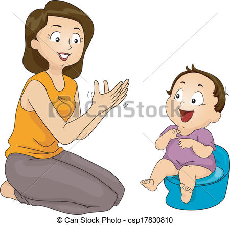 Potty Training - Illustration of a Mother Training Her Son... Potty Training Clipartby ...