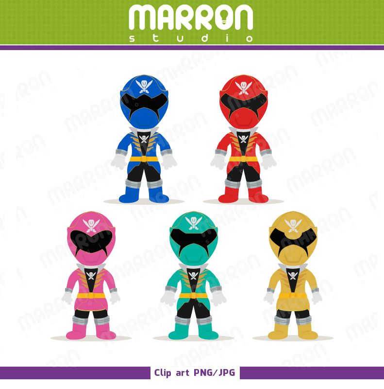 Power Rangers Super Megaforce Inspired set Pink, Red, Yellow, Black and  Blue Clipart birthdays Digital Download from Marron Studio