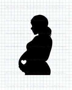 Pregnant clipart pregnancy image scrapbook imagesbelly silhouette instant download black white baby annoucement (0.75 EUR