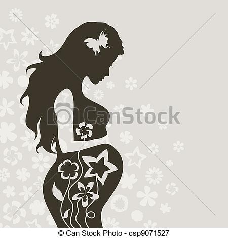 Pregnant girl4 - The pregnant girl on a grey background. A..