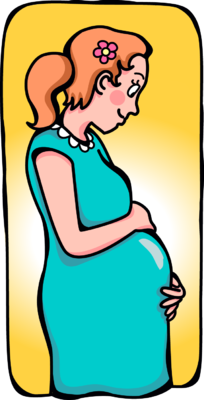 Pregnant Mom Holding Her Bell - Pregnant Mom Clipart
