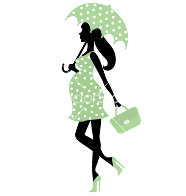 Pregnant Silhouette Umbrella  - Pregnant Lady Clipart