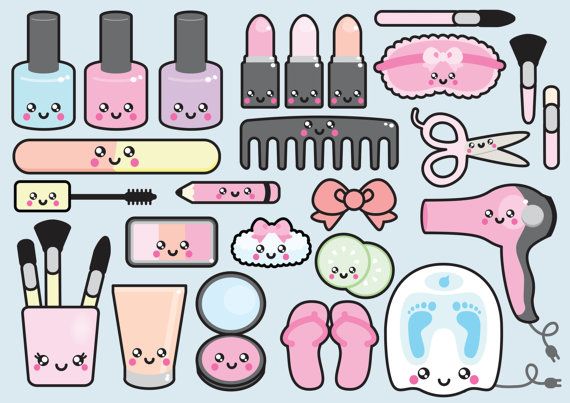 Premium Vector Clipart Kawaii Beauty by LookLookPrettyPaper | Printables | Pinterest | Pastel, Gift cards and Clip art
