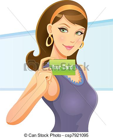 Pretty Girl Holding Card - cs - Pretty Girl Clipart