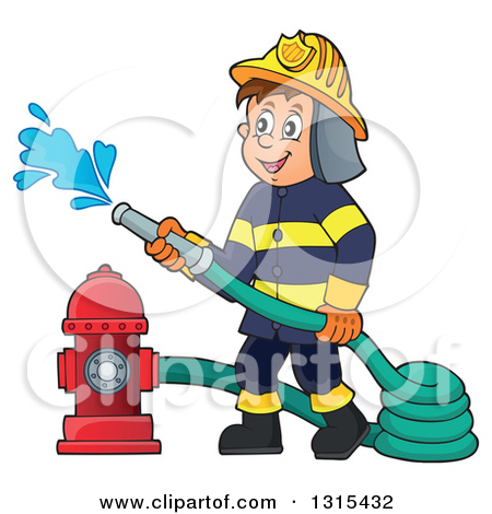 Water Fight Fireman Clipart -