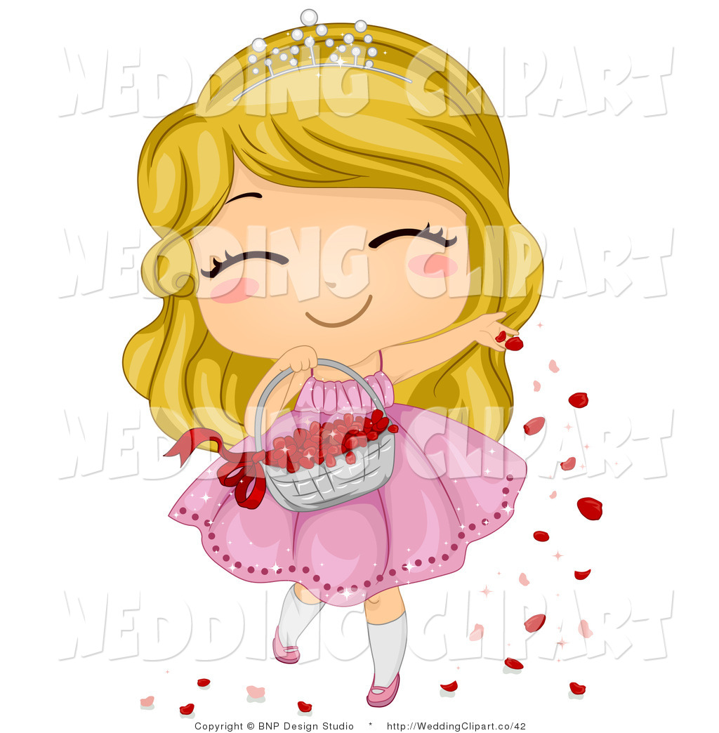 Preview Vector Cartoon Marriage Clipart Of A Cute Wedding Flower Girl