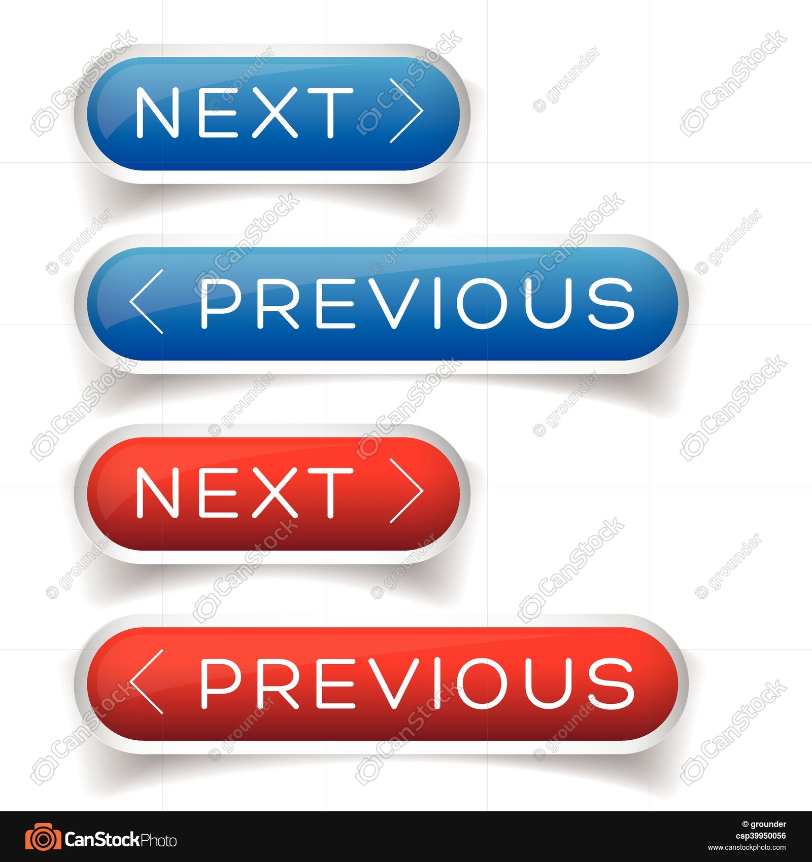 Next Previous button red and blue - csp39950056