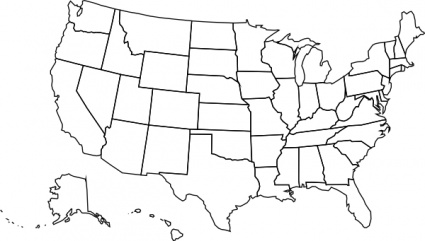 Printable blank us map with . - United States Clipart