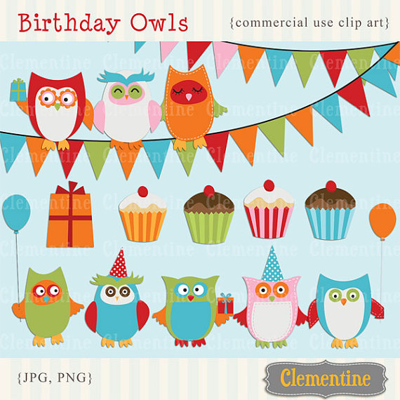 Printable Owl Clip Art Birthday Clip Art Royalty Free Commercial