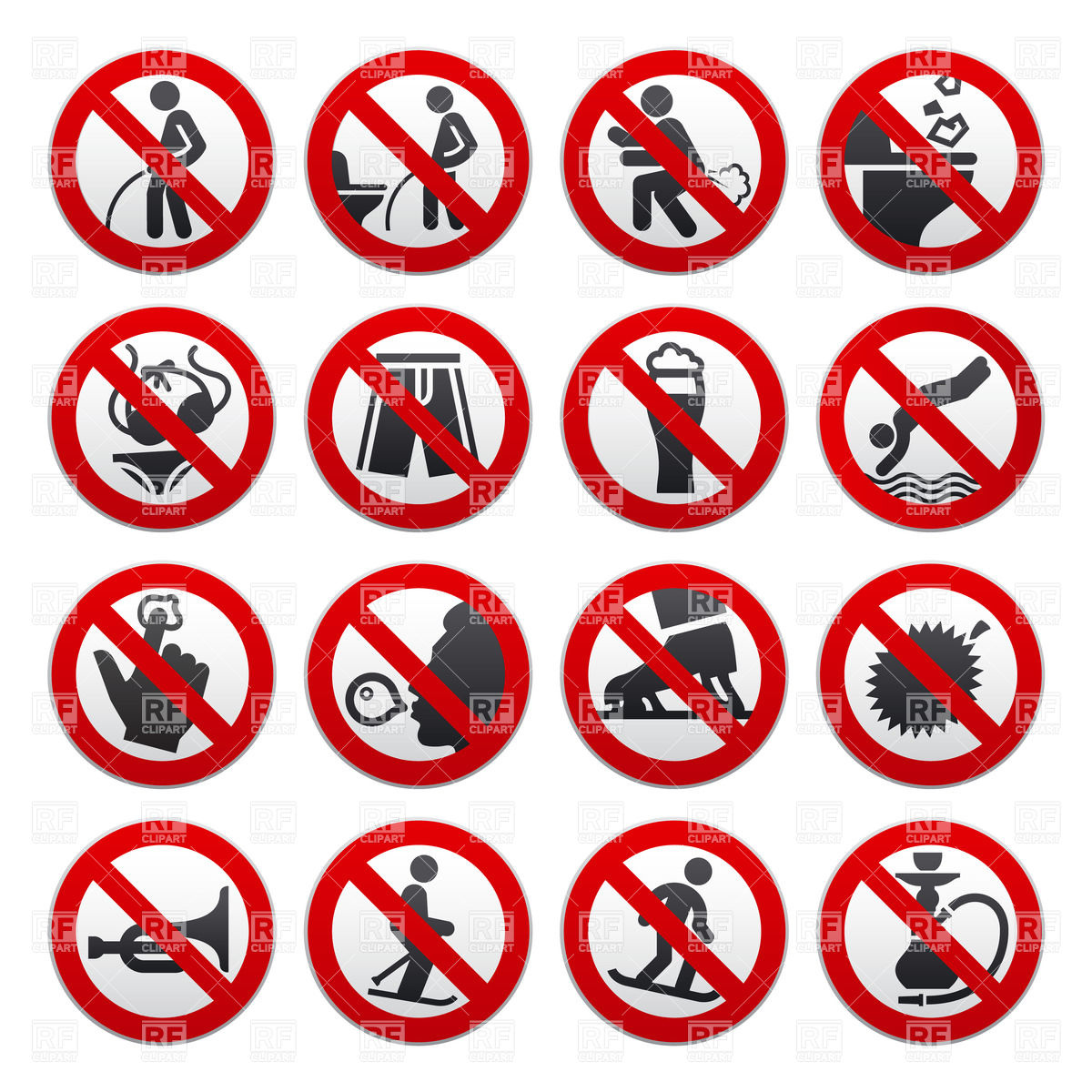 Set of prohibited signs Royalty Free Vector Clip Art