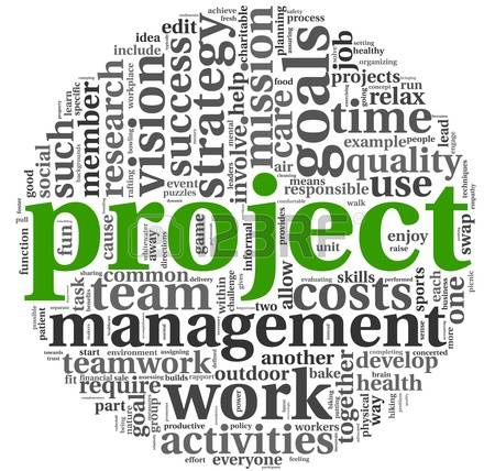 project management: Project and management concept in word tag cloud on  white background Stock Photo