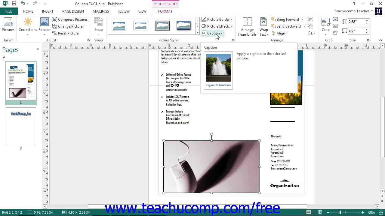 Publisher 2013 Tutorial Formatting Clip Art and Pictures Microsoft Training Lesson 4.3