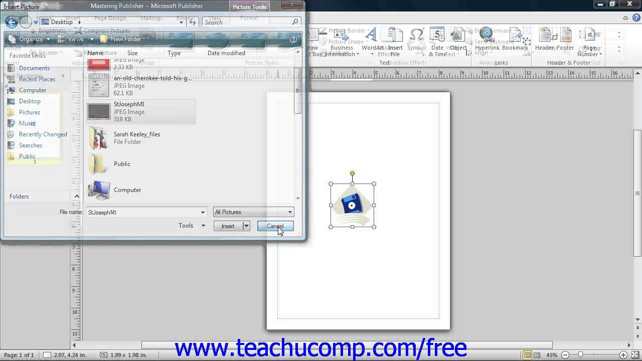 Publisher 2013 Tutorial Inserting Clip Art and Pictures Microsoft Training Lesson 3.8 - YouTube