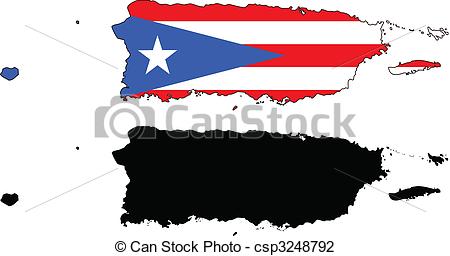 ... puerto rico - vector map and flag of Puerto Rico with white... puerto rico Clip Artby ...