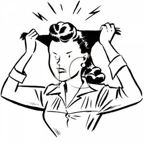 Pulling On Her Hair In Frustration Royalty Free Clipart Picture