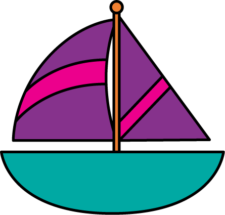 Purple and Pink Sailboat - Sail Boat Clipart