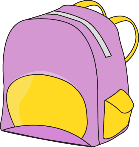 Purple Backpack - Clip Art School Supplies