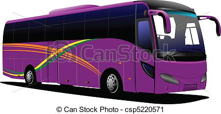 Purple bus. Tourist coach. Ve - Tour Bus Clip Art